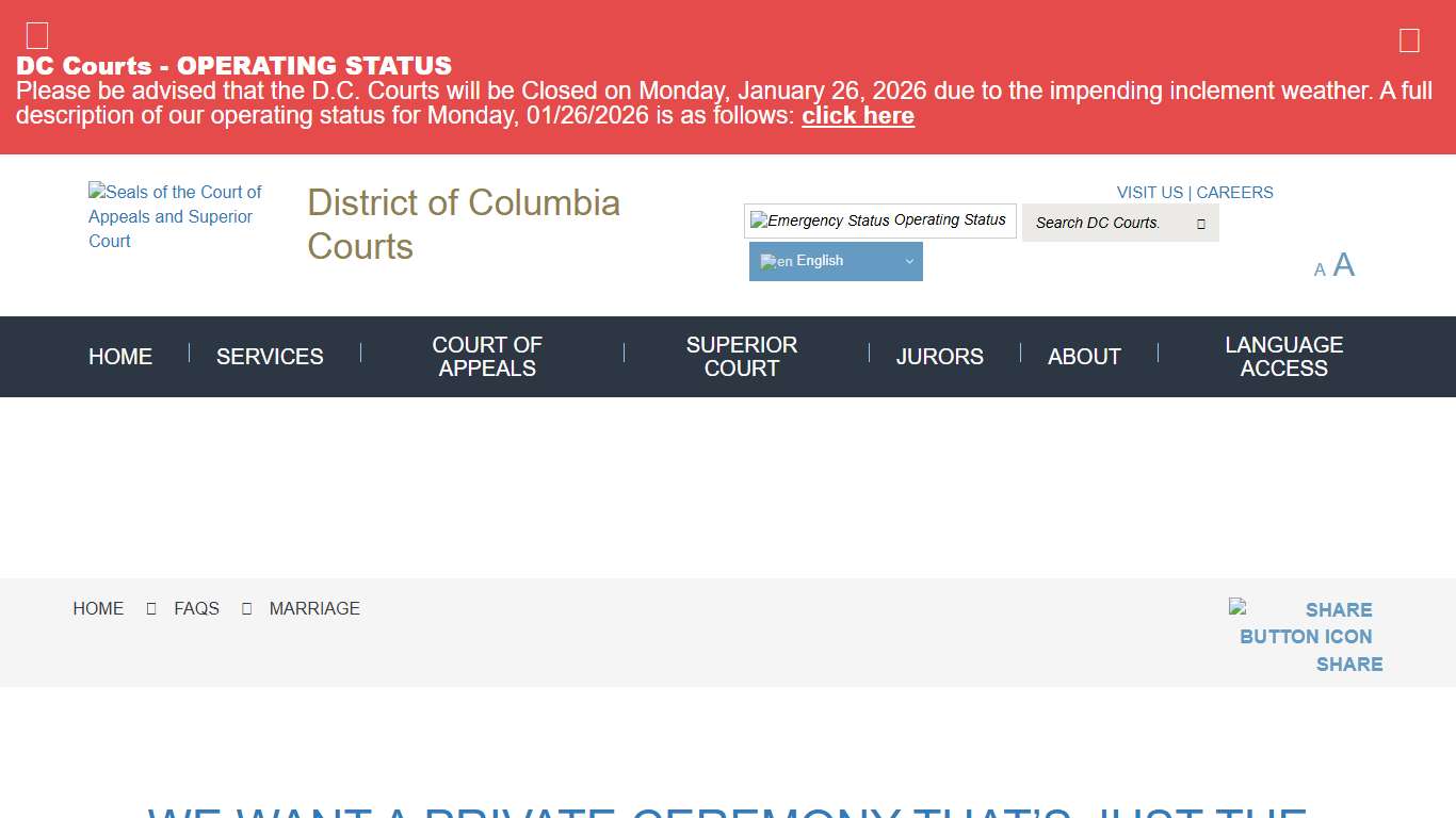 Marriage District of Columbia Courts